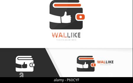 Vektor Mappe und wie Logo Kombination. Geldbeutel und beste Symbol oder das Symbol. Einzigartige Finanzen und Wahl Logo Design Template. Stock Vektor
