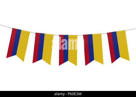 Kolumbien Flagge festliche Bunting gegen einen weißen Hintergrund. 3D-Rendering Stockfoto