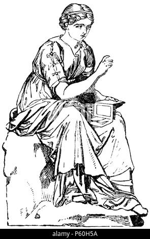 Calliope, eine der neun Töchter des Zeus und der Mnemosyne, Muse der epischen Poesie, Wissenschaft, Philosophie und String spielen, anonym 1867 Stockfoto