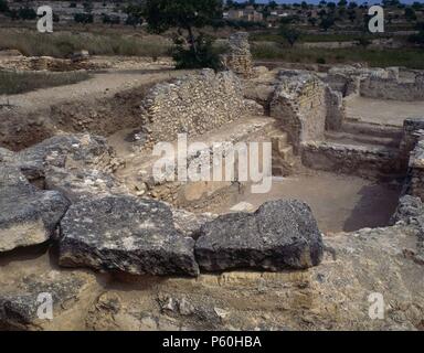 RUINAS DE LA VILLA ROMANA DE MUNTS - SIGLO I. LAGE: VILLA DE MUNTS, ALTAFULLA. Stockfoto