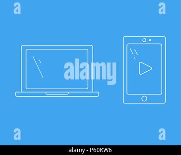Notebook und Tablet-PC. Vector Illustration. Einstellen der Technologie Stock Vektor