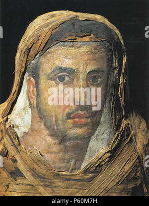 N/A. Fayum Mumie Portrait Portrait Grabkunst, lackiert Mumie Fall, von Fayoum, Ägypten, lifesize, Römische Zeit. (Ny Carlsberg Glyptothek, Kopenhagen). 2-3 C. N/A550 Fayum - 71 Stockfoto