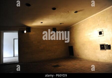 Kz Dachau. Faust der nationalsozialistischen Konzentrationslager in Deutschland eröffnet. Im Jahr 1933 eröffnet. Gaskammer. In der Nähe von München. Bayern. Deutschland. Stockfoto