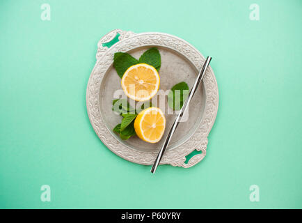 Flach Limonade Zutaten. Stockfoto