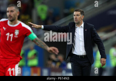 Moskau, Russland, 27. Juni 2018. Serbien VS BRASILIEN - Serbien Trainer Mladen Krstajic während des Spiels zwischen Serbien und Brasilien für die WM 2018 an der Otkrytie Arena (Spartak) in Moskau, Russland, statt. (Foto: Rodolfo Buhrer/La Imagem/Fotoarena) Credit: Foto Arena LTDA/Alamy leben Nachrichten Stockfoto