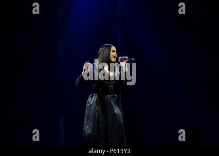 Bologna, Italien, 27. Juni 2018: Demi Lovato führt auf der Bühne zum ersten Mal in Italien, an Unipol Arena in Bologna, für Sie sagen mir, dass Du mich liebst Tour - Valeria Portinari/Alamy leben Nachrichten Stockfoto