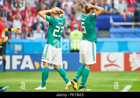 Kasan, Russland. 27 Jun, 2018. Deutschland - Südkorea, Fußball, Kasan, 27. Juni 2018 Deutschland - REPUBLIK KOREA 0-2 FIFA WM 2018 Russland, Gruppe F, Saison 2018/2019, 27. Juni 2018 Stadion K a z a n - A r e n a in Kasan, Russland. © Peter Schatz/Alamy leben Nachrichten Stockfoto