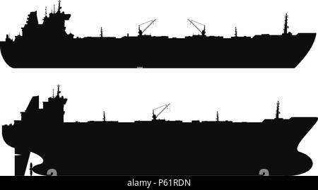 Öltankschiffe, die Silhouetten. Vektor Stock Vektor