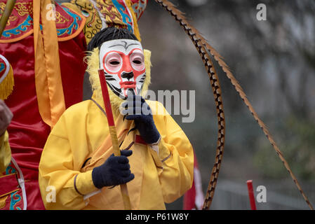 Paris, Frankreich. Interpret während des chinesischen neuen Jahres Festival Stockfoto