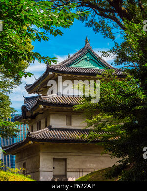 Die einzige verbleibende Turm des Schlosses Edo am Imperial Palace Tokio Stockfoto