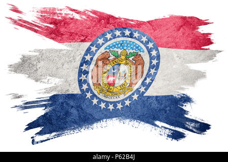 Grunge Missouri State Flag. Missouri Flagge Pinselstrich. Stockfoto