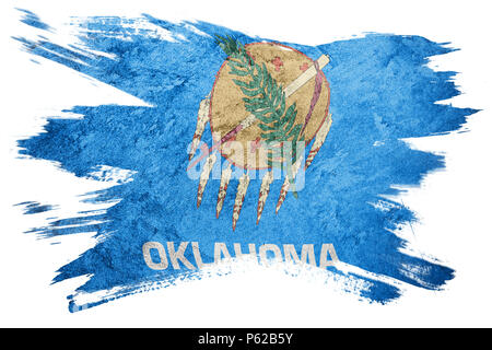 Grunge Oklahoma State Flag. Oklahoma Flagge Pinselstrich. Stockfoto