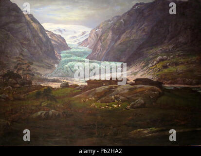 Ansicht der Nigardsbreen in Jostedalen 1844. N/A405 "Nigard Gletscher, Norwegen" von Johan Christian Dahl, Bergen Kunstmuseum Stockfoto