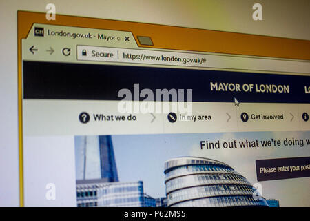 Offizielle Website - Bürgermeister von London Stockfoto