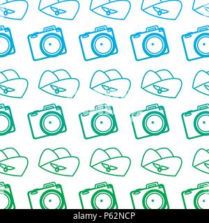 Degraded line Digitalkamera und stewardess hat Hintergrund Vector Illustration Stock Vektor