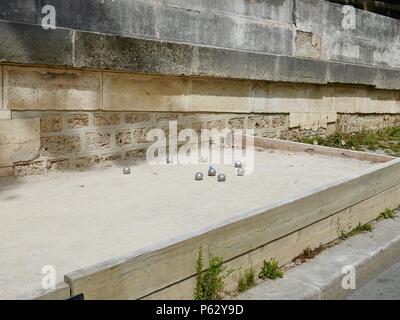 Boccia, Bälle, im Bereich für Spiel auf dem rechten Ufer, Park Rives de Seine, der Olympische Tag Feier, Paris, Frankreich Stockfoto