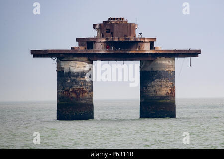 Knock John Fort, die Naval Maunsell Forts wurden in der Themsemündung gebaut und von der Royal Navy betrieben, die Abschreckung und Bericht der deutschen Luftangriffe Stockfoto