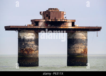 Knock John Fort, die Naval Maunsell Forts wurden in der Themsemündung gebaut und von der Royal Navy betrieben, die Abschreckung und Bericht der deutschen Luftangriffe Stockfoto