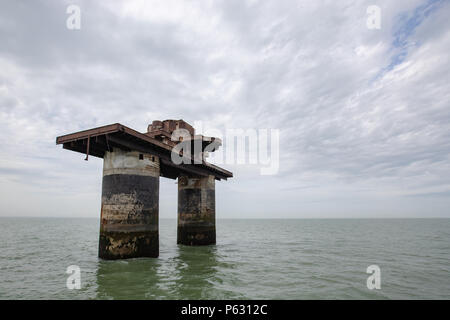 Knock John Fort, die Naval Maunsell Forts wurden in der Themsemündung gebaut und von der Royal Navy betrieben, die Abschreckung und Bericht der deutschen Luftangriffe Stockfoto