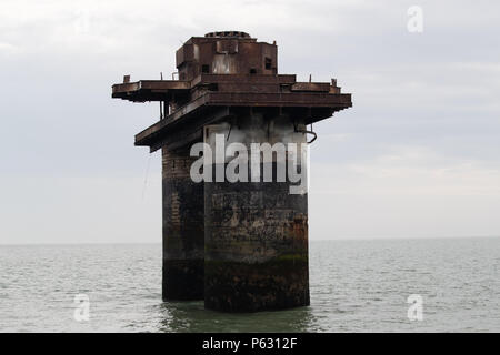 Knock John Fort, die Naval Maunsell Forts wurden in der Themsemündung gebaut und von der Royal Navy betrieben, die Abschreckung und Bericht der deutschen Luftangriffe Stockfoto