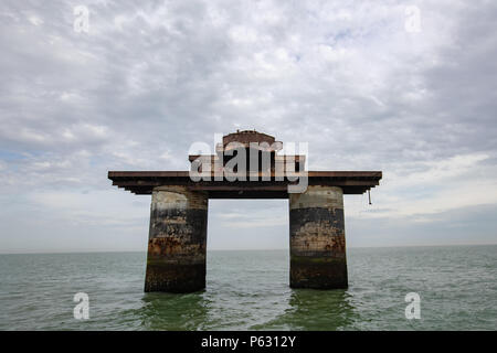 Knock John Fort, die Naval Maunsell Forts wurden in der Themsemündung gebaut und von der Royal Navy betrieben, die Abschreckung und Bericht der deutschen Luftangriffe Stockfoto