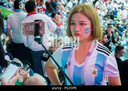 Argentinischen Fußballfans während der FIFA WM 2018 in Russland Stockfoto