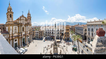 Kirche des heiligen Dominikus (Chiesa di San Domenico e Chiostro) und makellos Spalte an der Piazza San Domenico in Palermo, Sizilien, Italien Stockfoto