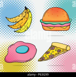 Einstellen der Pop Art cartoons Symbole Vector Illustration graphic design Stock Vektor