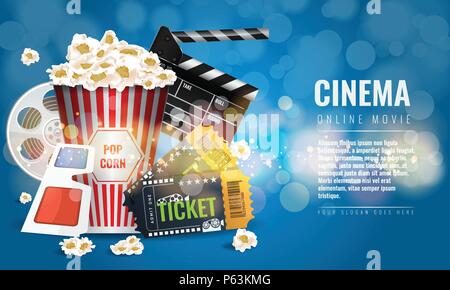 Ad Layoutvorlage für die Filmindustrie. Elemente der Film oder Film. Stock Vektor