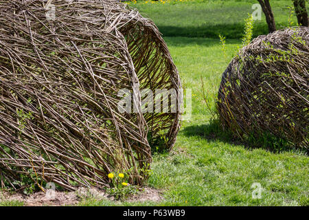 DIY Gebäude mit der Natur: ein Leben Willow Hütte Stockfoto