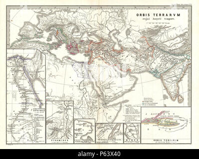 1865 Spruner Karte der Welt im Rahmen des assyrischen Reiches - Geographicus - OrbisTerrarumAssyrii-spruner-1865. Stockfoto