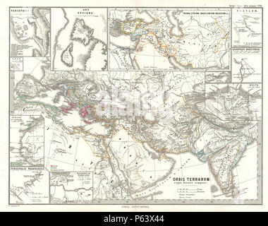 1865 Spruner Karte der Welt im Rahmen des Persischen Reiches - Geographicus - OrbisTerrarumPersici-spruner-1865. Stockfoto