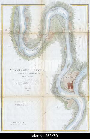 1865 U.S.C.S. Karte des Mississippi Flusses rund um Kairo Illinois - Geographicus - RivMiss 1 Col-USCS-1865. Stockfoto