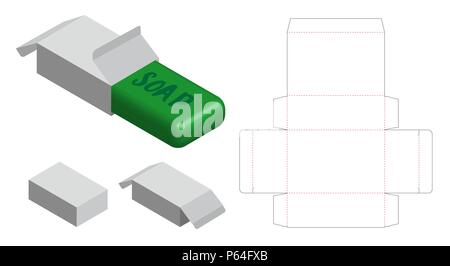 Hard paper Soap Box mockup mit dieline Stock Vektor