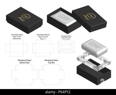 Starre Kasten für Seife Mockup mit Dieline Stock Vektor