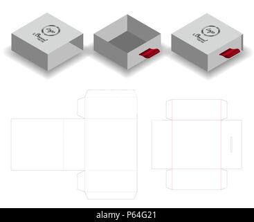 Harte Papier Folie sleeve Box mockup dieline Stock Vektor