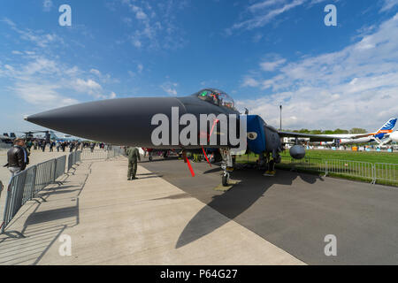 Multirole Fighter, Strike Fighter McDonnell Douglas F-15E Strike Eagle. US Air Force. Ausstellung die ILA Berlin Air Show 2018 Stockfoto