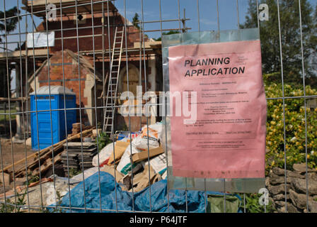 Planung Anwendung Zeichen für Kapelle Konvertierung, Großbritannien Stockfoto