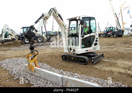 Maschinen an exponierten SED, die jährlichen UK Fachmesse für die Bauindustrie, Anlagen mieten und schwere Maschinen Hersteller. Stockfoto