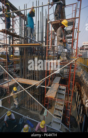 Zur Festsetzung der Verstärkung für Ortbeton Spalte. Peking, China. Stockfoto