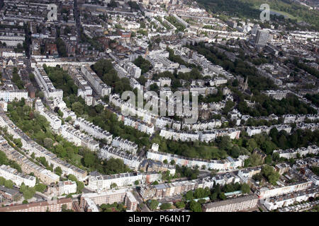 Luftbild süd-östlich von Notting Hill, Kensington Gardens in London, Royal Borough von Kensington und Chelsea, Großbritannien Stockfoto