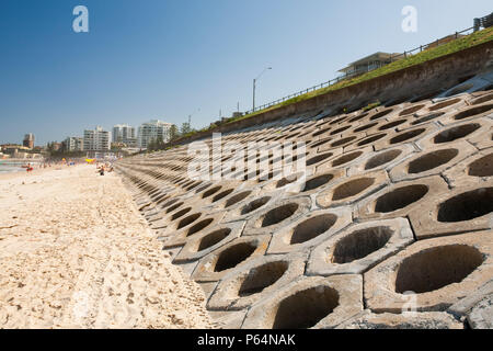 Bekämpfung der Küstenerosion auf einem Strand am Stadtrand von Sydney. Der steigende Meeresspiegel, die durch den Klimawandel sind eine zunehmende Bedrohung für Australien. Die Stockfoto