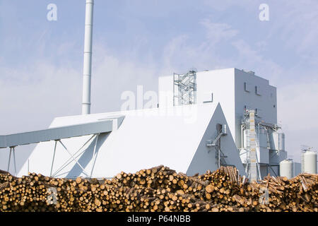 E.ON biofuel Power Station in Lockerbie Schottland mit Holz liefert. Das Kraftwerk wird zu 100 % von Holz aus einheimischen Wäldern und gen bezogen getankt Stockfoto