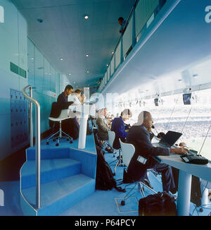 Media Center während des Spiels. Lords Cricket Ground. London, Vereinigtes Königreich. Stockfoto