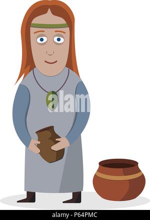 Frau in Tracht. Indoeuropäer. Nationale Kleidung. Vector Illustration. Stock Vektor
