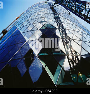 Bau von 30 St Mary Axe oder The Gherkin, London, UK Stockfoto