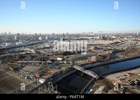 Olympiastadion während der Bauphase, Stratford, London, UK, 12, Januar 2009, West suchen Stockfoto