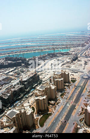 Antenne von Dubai, Vereinigte Arabische Emirate. Palm Jumeirah, Juli 2007. Stockfoto