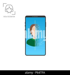 Moderne Telefon Gesicht Scanner Stock Vektor