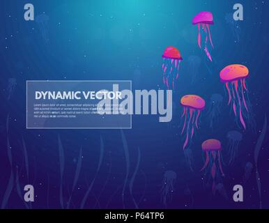 Meer und Quallen Hintergrund banner Stock Vektor